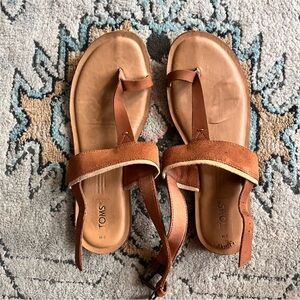 TOMS Women's Bree Tan Leather & Suede Sandals